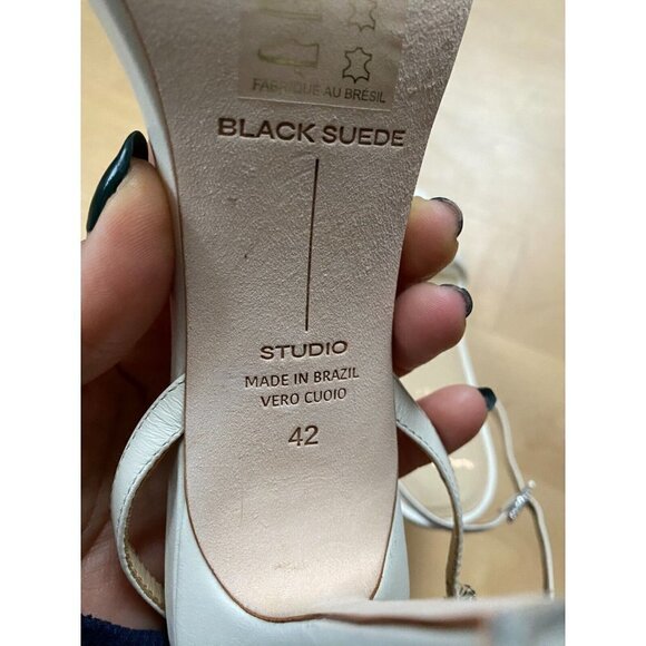 BLACK suede Studio "Carla" BNWT strappy stiletto heels women sz 42 NEW - Picture 7 of 10